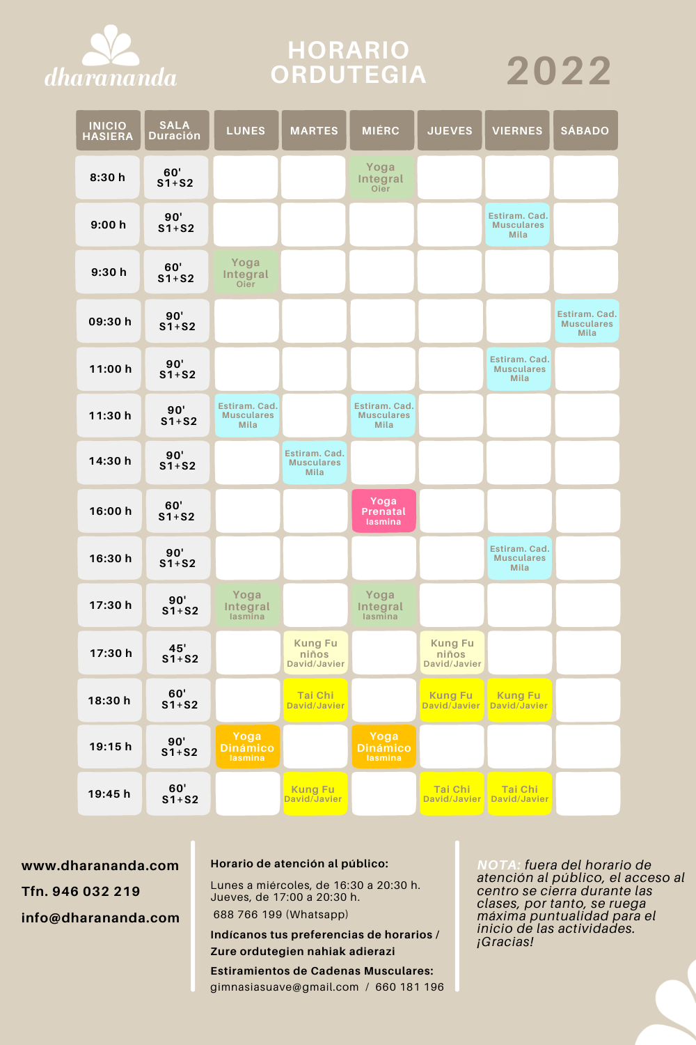 horario yoga durango