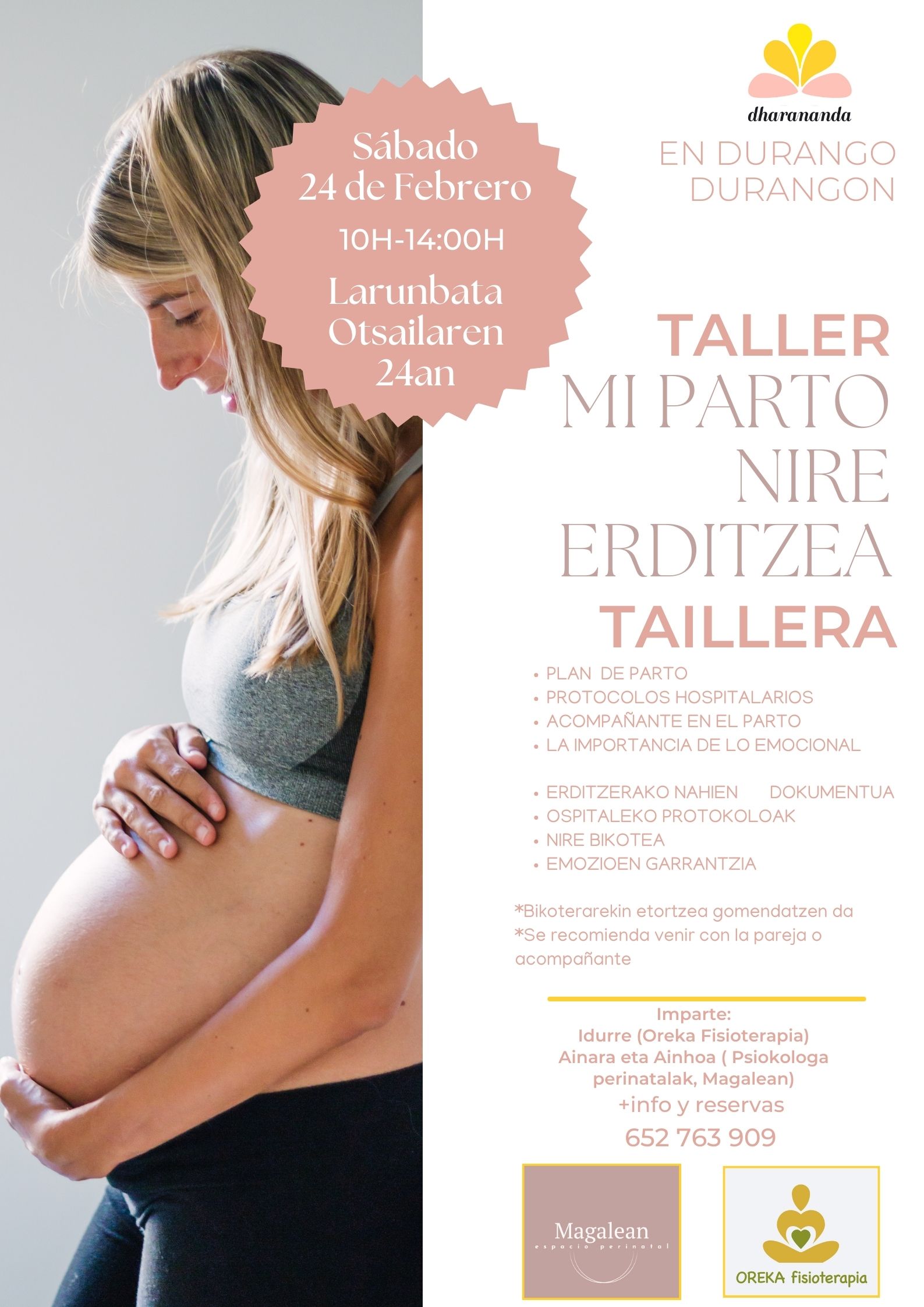 Cartel Taller mi parto Otsaila definitivo Yoga Dharananda